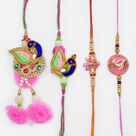 Colourfull Design Peacock 4 Set of Rakhi 