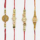 Leaf Design Golden Set of 4 Rakhi