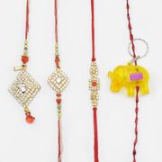 Kids Light Rakhi With Diamond Set of 4 Rakhi