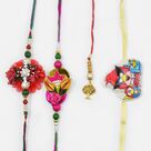 Kids Angry Bird Rakhi With Flowered Design Rakhi Set of 4