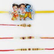 Rakhi Set of 4 Rakhis for Bhaiya Bhabhi with Brother and a Kid Rakhi