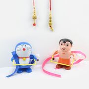 2 Ladies Rakhi with 2 Toy Kids Rakhi Set of 4