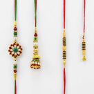 Impressive Combo of floral shape and Golden Color Bhaiya Bhabhi Rakhis.