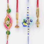 Stylish Set of 2 Zardosi and 2 lumba Rakhis