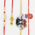 Mario and Motu patlu Rakhi for kis with Golden Color and Floral shape Bhaiya Bhabhi Rakhi