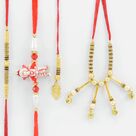 Ganesha Mauli and Golden Color Brother Rakhis with Two Amazing Beaded Lumba Rakhis