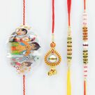 4 Rakhis Set of 2 Jewels Magnificent Brother Rakhis and 1 Lumba and 1 Cartoon Kid Rakhi