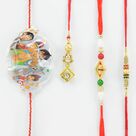 4 Rakhis Set Which Includes 2 Beaded Amazing Brother Rakhis and Jewel Lumba and Cartoon Kid Rakhis