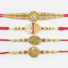 4 Fine Work Hand Crafted Special Set of Unique Brother Rakhis Set
