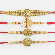 4 Fine Work Hand Crafted Special Set of Unique Brother Rakhis Set