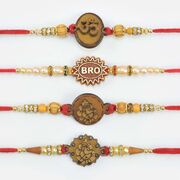Amazing Combination of Brothers Rakhi with On Bro and Sacred Ganesha On Sandalwood Rakhi