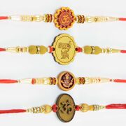 Two Om One Ganesha and One Bhai Written Nicely Designs Mauli Rakhis for Brothers