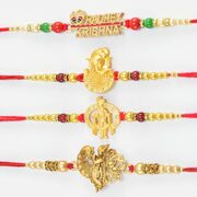 Set of 4 God Rakhis of Shri Ganesha and Radhey Krishna Auspicious Rakhis for Brothers