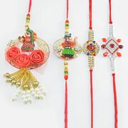 Newly Pattern Designed Fancy Bhaiya Bhabhi Rakhis with Jewel Stunning Two Bhai Rakhis