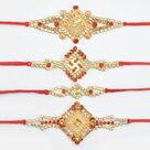 Rich Looking Diamond Rakhis Set of 4 Fantastic Rakhis for Brothers