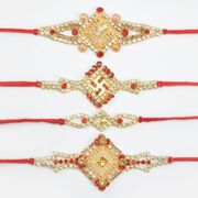 Rich Looking Diamond Rakhis Set of 4 Fantastic Rakhis for Brothers