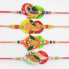 Zardosi Rakhis Combination of 4 Brother Mauli Rakhis Nice Looking Rakhis