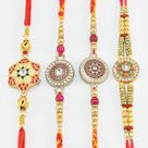 Meenakari Hand Work Attractive Pattern Rakhis Set of 4 Rakhi for Brothers