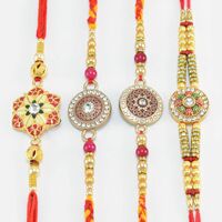 Meenakari Hand Work Attractive Pattern Rakhis Set of 4 Rakhi for Brothers