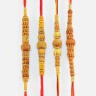 Sandalwood Beaded in Mauli Awesome Patterned Unique Rakhi Set for 4 Brothers