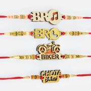 Fancy Rakhis Set of Two Modern Bro Rakhis and Biker with Chita Bhai Stylish Rakhi Set of 4