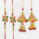 Same Pair of Two Meenakari Work and Rich Looking Bhaiya Bhabhi Rakhi Set for Two Couple