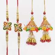 Same Pair of Two Meenakari Work and Rich Looking Bhaiya Bhabhi Rakhi Set for Two Couple