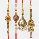 Rudraksha and Bro Two Brother Rakhis with 2 Newly Designed Stylish Lumba Rakhi Set 