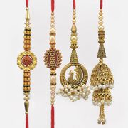Rudraksha and Bro Two Brother Rakhis with 2 Newly Designed Stylish Lumba Rakhi Set 