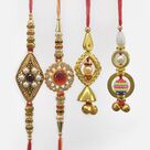 Amazing Looking Unique Pair of Two Different Designs Bhaiya Bhabhi Rakhis Set of 2