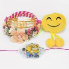 Bracelet Bhaiya Bhabhi Rakhis with Soft Toy and Cartoon Kids Rakhis Set of 4