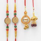 Two Divine God Rakhis for Brother with Beautiful Lumba Rakhis for Bhabhi