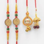 Two Divine God Rakhis for Brother with Beautiful Lumba Rakhis for Bhabhi
