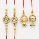 Bhaiya Bhabhi Rakhis Set of 2 Auspicious God Rakhis and Beaded Lumba