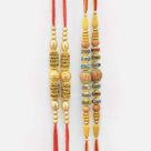 Set of 4 Magnificent Sandalwood Design Beaded and Jewel Brother Rakhis