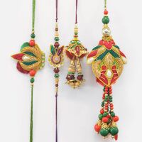 Set of 2 Amazing Looking Colorful Bhaiya Bhabhi Rakhis Total 4 Rakhis Set