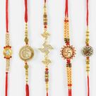 Auspicious Swastik with Mauli Thread Rakhi Set of 5