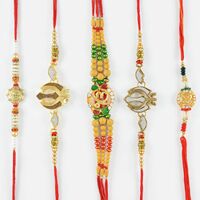 Magnificient Khanda and Ek Omkar Set of 5 Rakhis