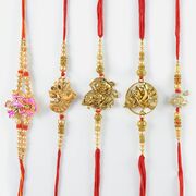 Pyare Krishna Ji in Golden Rakhi Set of 5