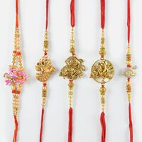 Pyare Krishna Ji in Golden Rakhi Set of 5