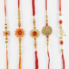 Ideal Kundan and Diamond Floral Rakhi Set of 5