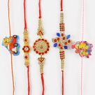 Authentic Diamond and Twin Rakhi for Kids in a Set of 5 Rakhis