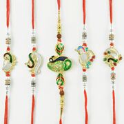 Rare Diamond Studded Peacock Handmade Rakhi Set