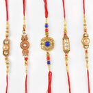 Delightful Beads and Pearl Rakhi Set of 5