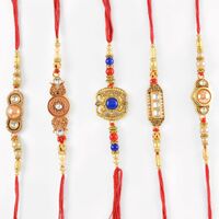 Delightful Beads and Pearl Rakhi Set of 5
