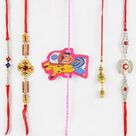 Lustrous Silver and Gold Set of 5 Rakhis