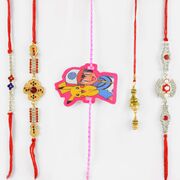 Lustrous Silver and Gold Set of 5 Rakhis