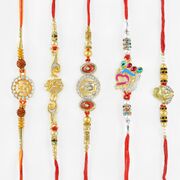 Om and Swastik Set of 5 Rakhis
