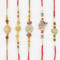 Om and Swastik Set of 5 Rakhis