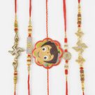 Stylish Looking Swastik and Om Rakhi Set